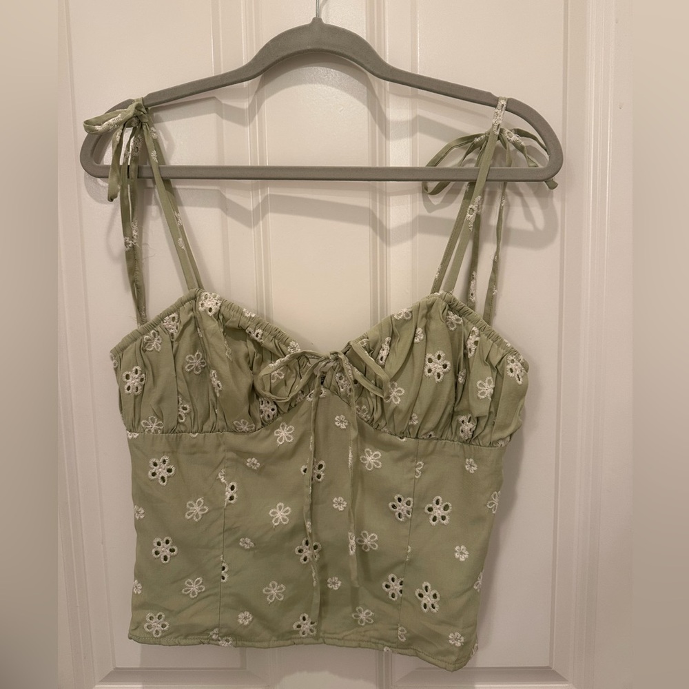Emory Park Light Green Embroidered Top